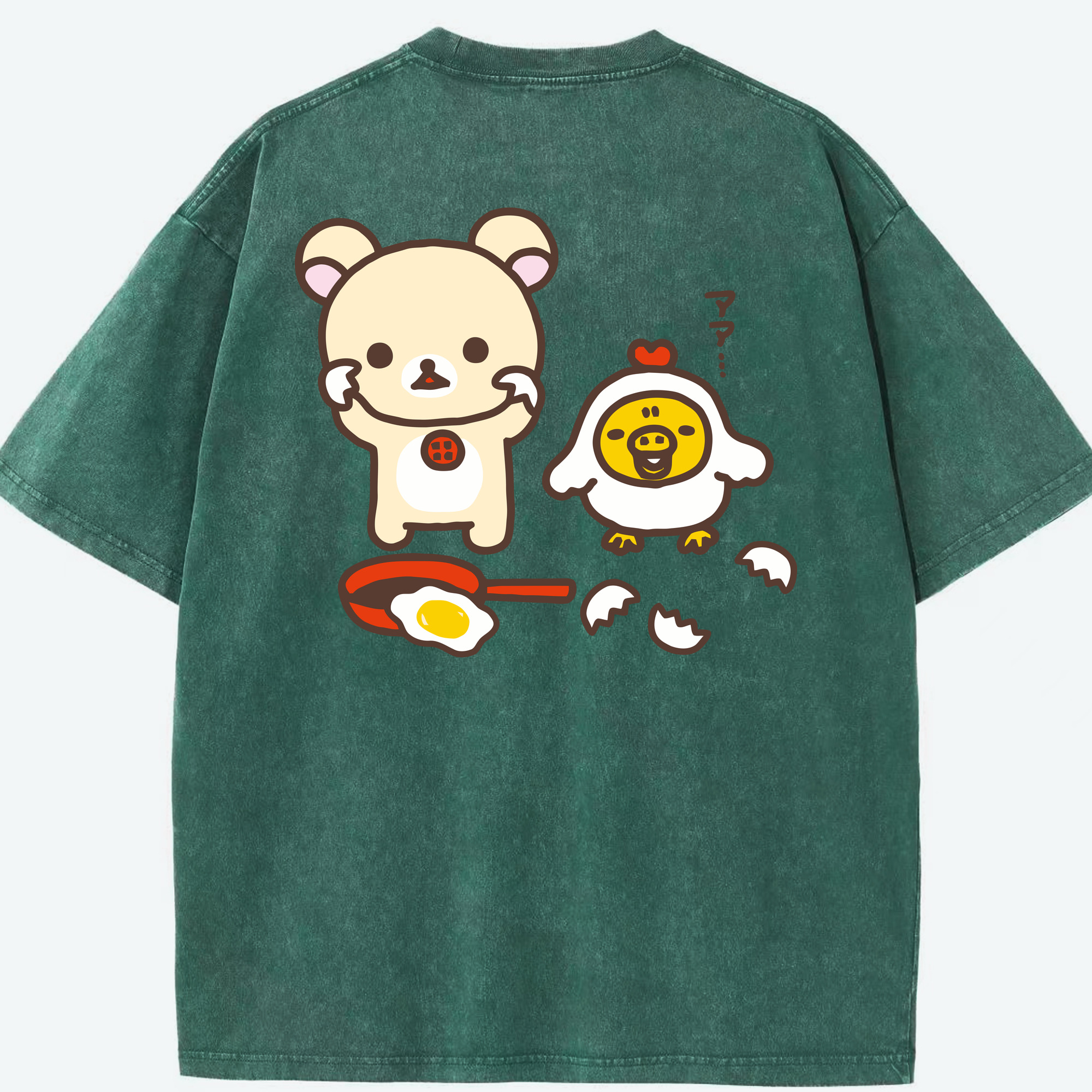 （画像用） リラックマ リラックマ キイロイトリ Rilakkuma Korilakkuma Kiiroitori 綿100% ヴィンテージ風 半袖Tシャツ（背面プリント）